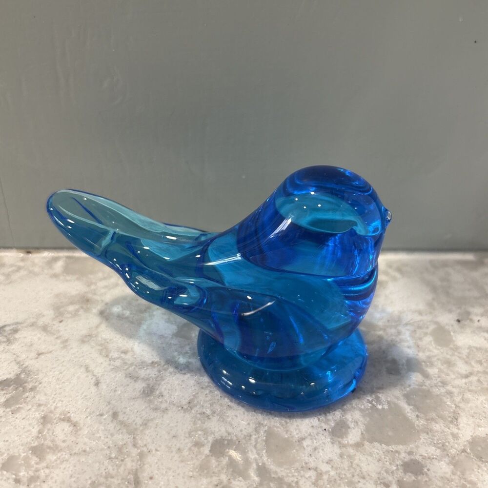 VTG 4” Leo Ward 1990 Bluebird of Happiness Glass Figurine Signed